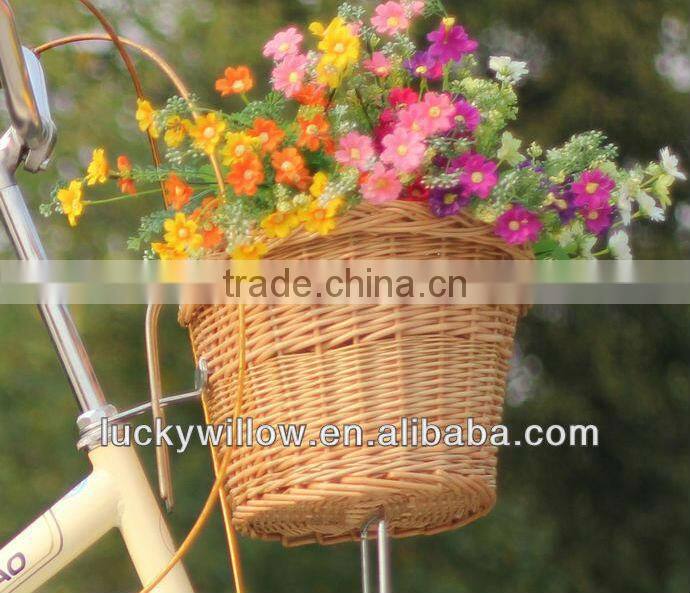 wicker bicycle basket with flower for bicycle (manufacture)