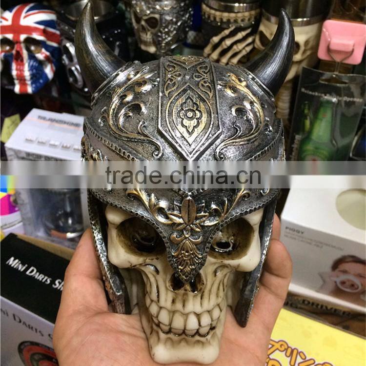 Halloween props Ox horn skeleton resin skull knight