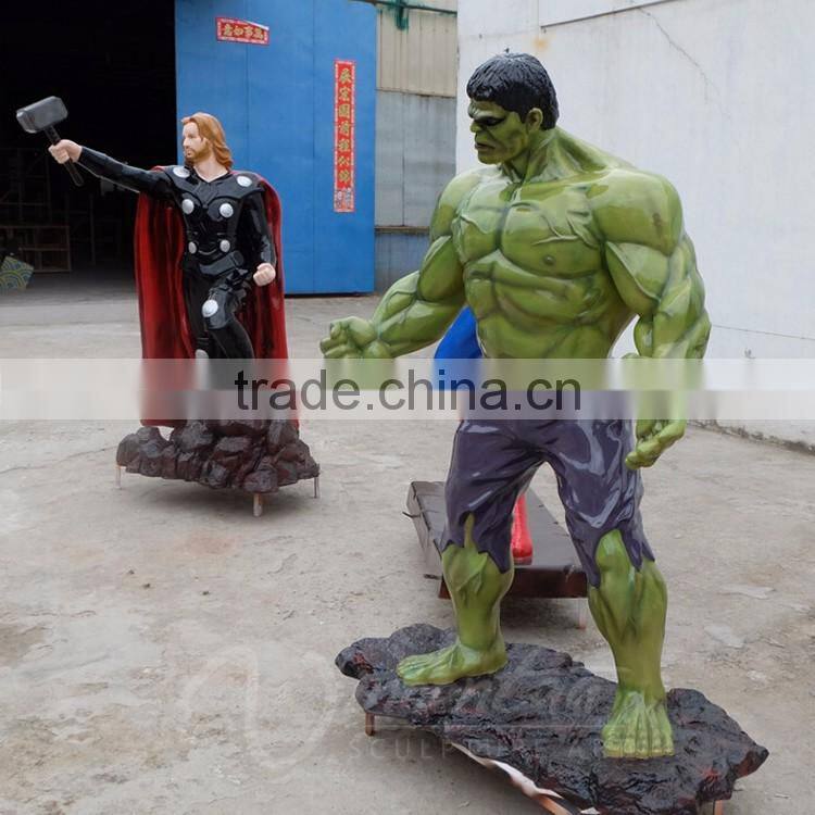 outdoor decoration wholesale resin craft fiberglass life size hulk statue