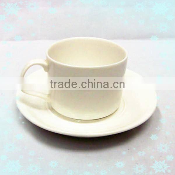 Plain Reinforced Porcelain Ceramic Coffee Cup Mug with Saucer