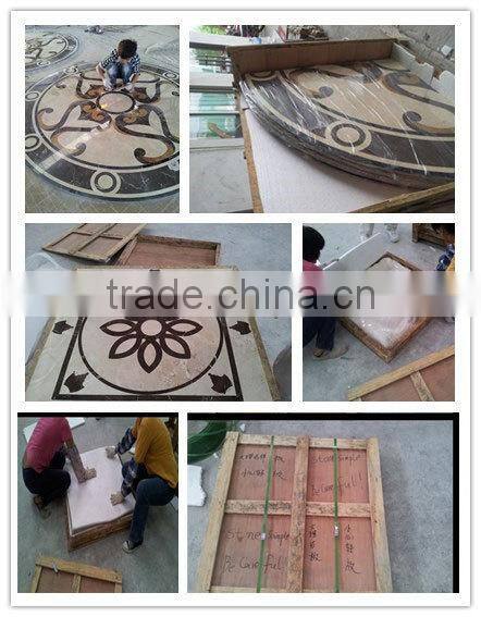 Customized polished marble waterjet flower pattern marble floor design
