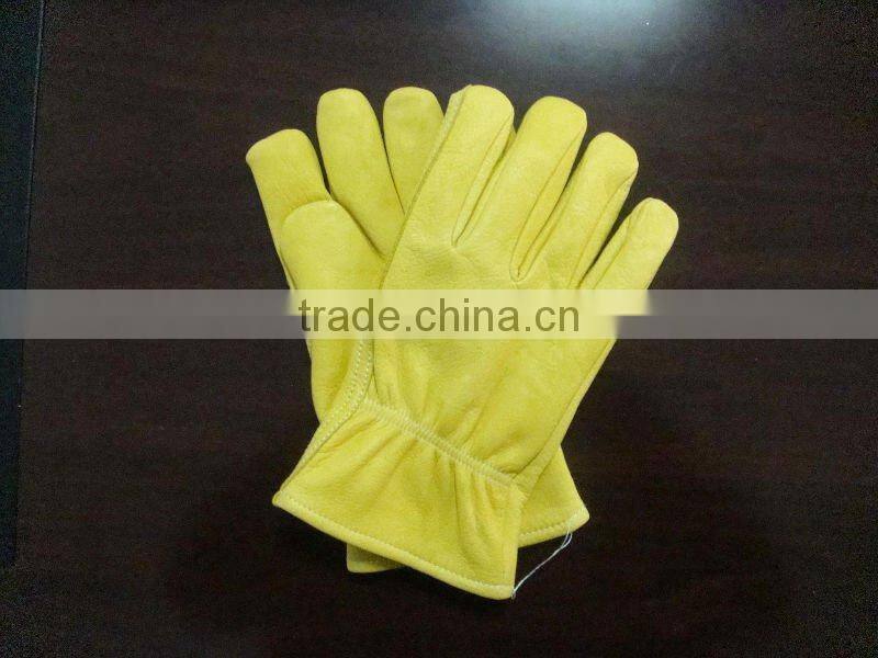 Yellow cow grain leather Winter gloves