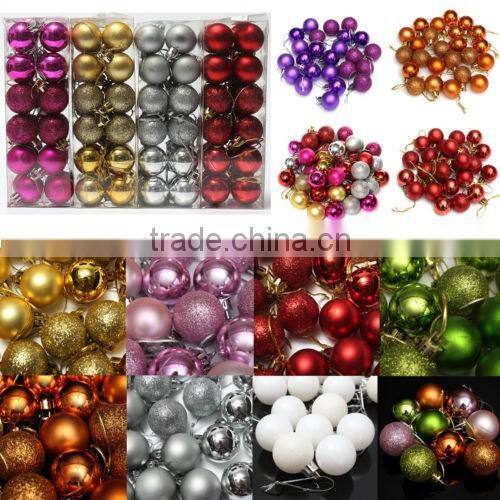 Cheap 24 Pcs Glitter Christmas 4 6 8 10cm Balls Baubles Xmas Tree Hanging Ornament Christmas Decor