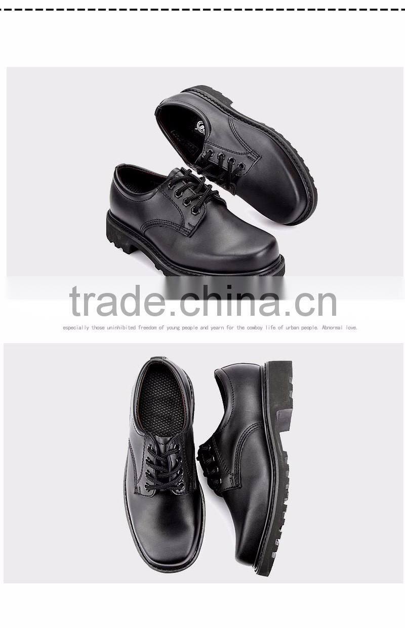 Black genuine cow leather goodyear welted men safety shoes