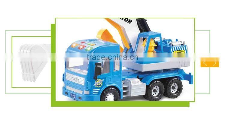 Friction power cartoon plastic toy logging trucks with music