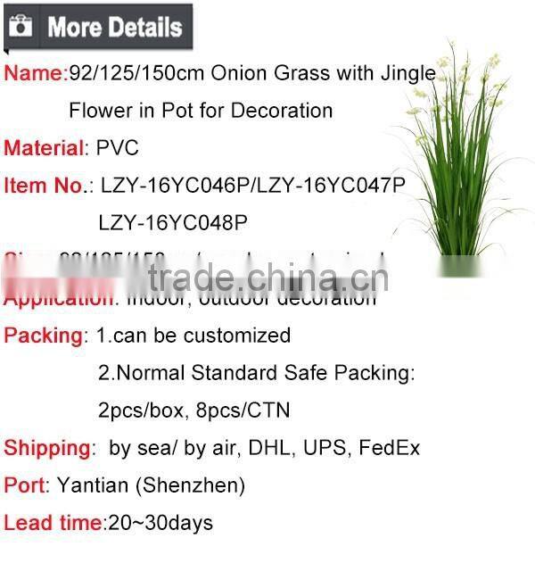 92 / 125 / 150 cm Artificial Grass Synthetic Potted Onion Grass with Jingle Flowers Fake Grass Pots Plant