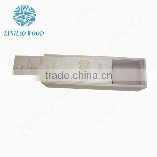 natural & burlywood wooden wine box with sliding lid