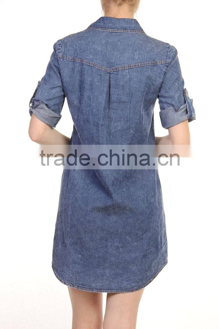 OEM/ODM european fashion women blue denim dresses