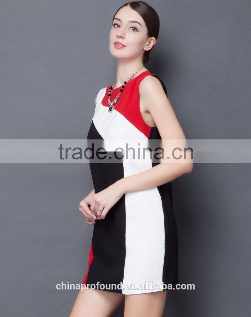 Fashion Design Lady Women's New Dresses Latest Fashion Dresses Contrast Color Style