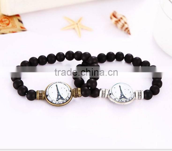 customized UK flag glass dome charm wood bracelets jewelry