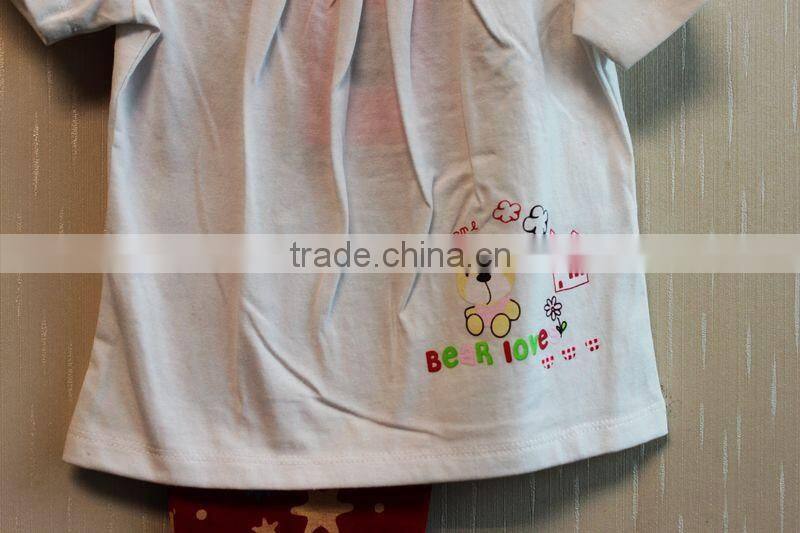 Wholesale Simply Style Baby Girls 2 Pcs Set Short Sleeve White Top + Long Pant Knitted Summer Clothing Set TP-7716