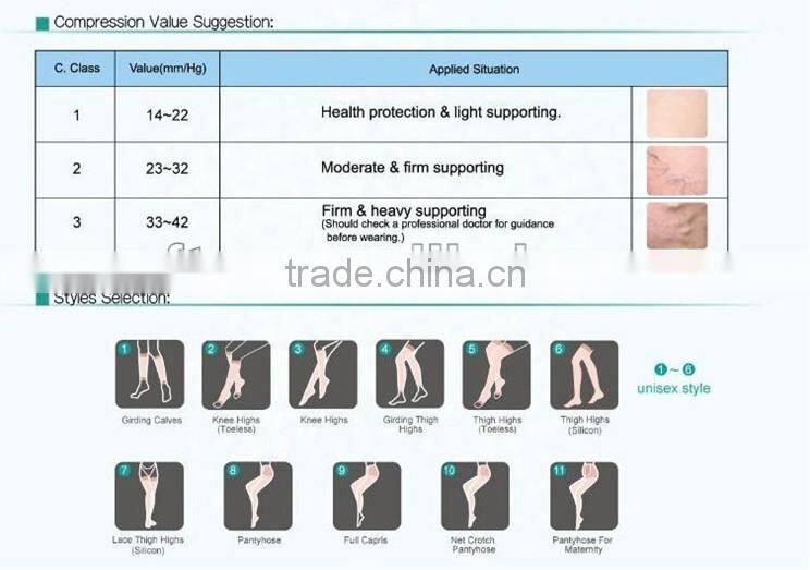 Stretch Medical compression stocking with ykk zipper