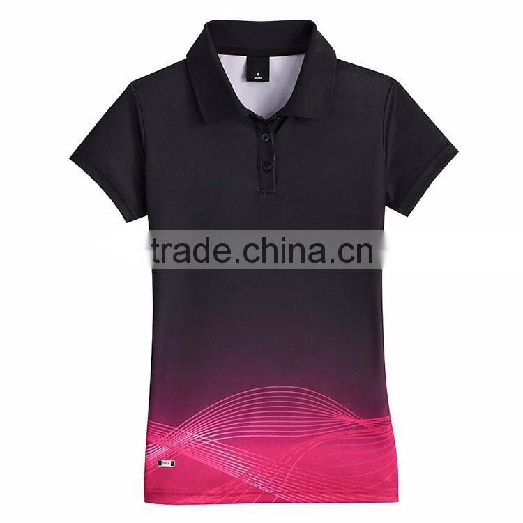 Cheap polyester latest design women collar sport sublimated polo shirt