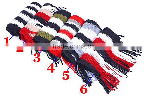 Cheap simple 6color choice stripe design spandex material knit fashion men winter cheap scarf hijab