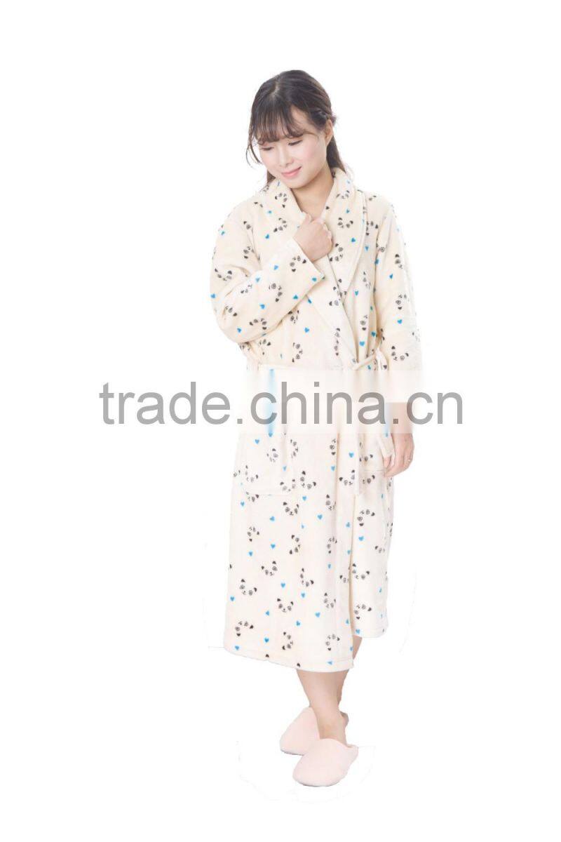 Factory wholesale stock coral fleece bathrobe for women