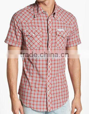 cotton check shirt with pockets for fashion men
