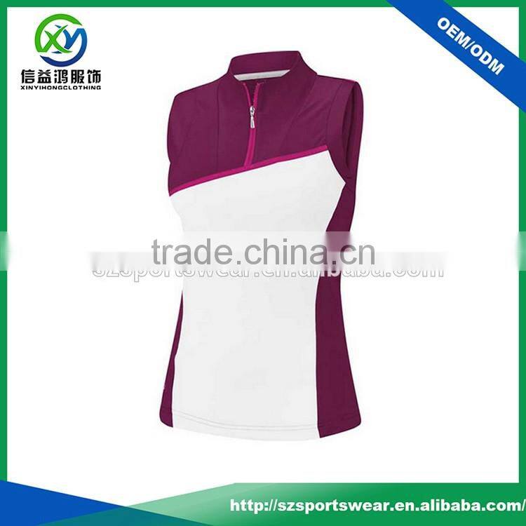 Color blocking design ladies slim fit 100% polyester dry fit hot selling polo t shirts