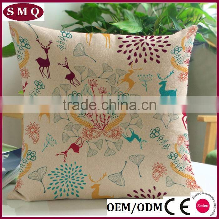 hotsale santa and deer painting christmas pillow cover