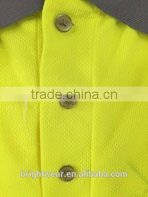 Fluorescent long sleeve hi vis safety Europe birdeye polyester mens reflective polo shirt