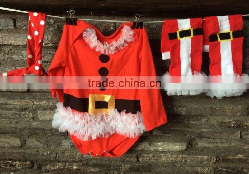 2014 new chirstmas baby girls santa cluas cotton rompers