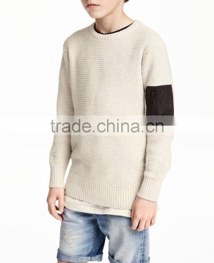 Wholesale 100% cotton knitted sweater design for kids hand knit boy sweater