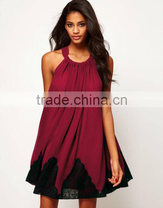 Swing Dress With Lace Trim