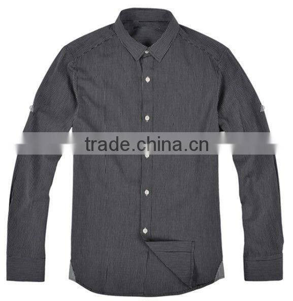 new men's 100% cotton black white striped long sleeve slim fit business shirt