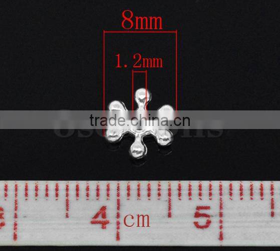 Lowest Price Christmas Snowflake Tiny Spacer Beads,Silver Plated Tiny Spacer Beads,8mmx 2mm 300PCs