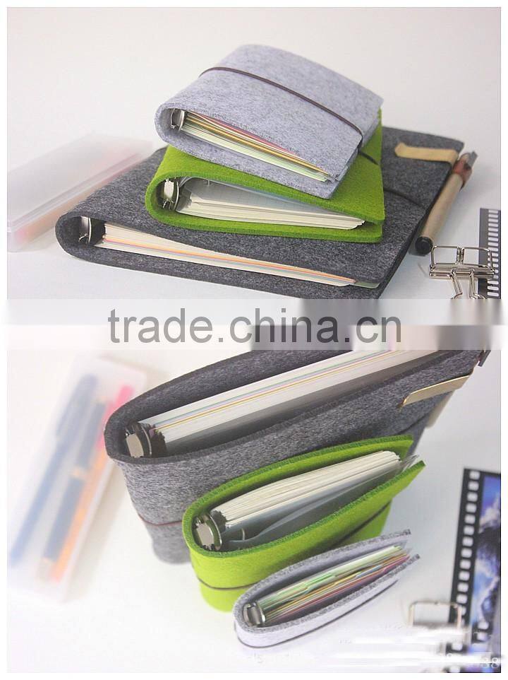 Novel logo custom shorthand spiral binding journal diary notebook and felt cover with elastic band