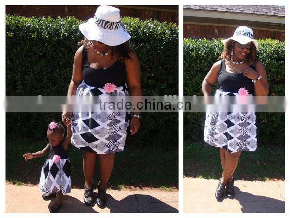 Black white design family clothes outfit mother and daughter fashion matching maxi dresses