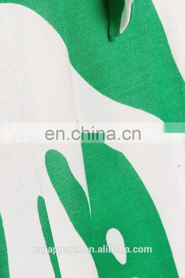 fashion women 100% silk long sleeve printed silk jersey green wrap dress with waist ties