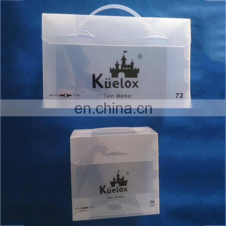 Transparent high quality custom logo printed frosted plastic folding pp storage box with handle