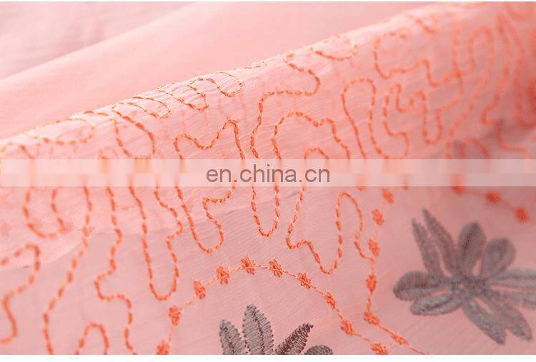 Lingshang new arrival silk scarf autumn and winter women's scarf solid color embroidery design chemical fiber long scarf