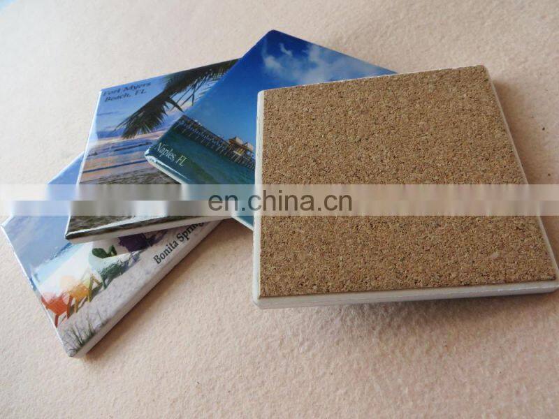 Square customized heat transfer absorbent ceramic beer coasters with logo