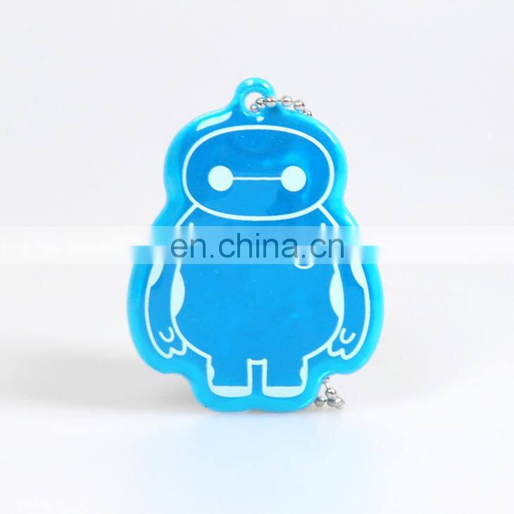 Wholesale Promotion Cheap Ball Chain Type Custom Made Shape And Text Multi Color Reflective Pvc Keychain