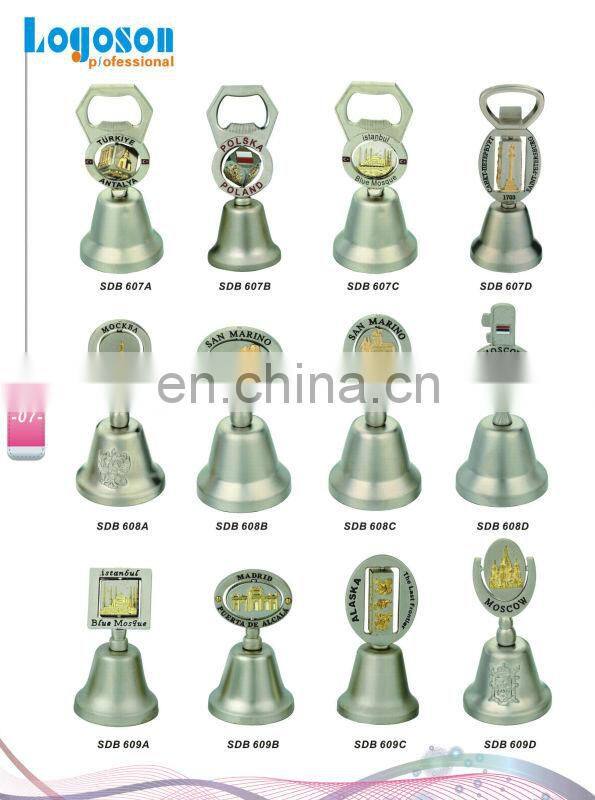 Top spining custom small metal souvenirs dinner bell brass bell