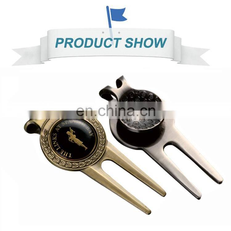 Antique Golf Pitch fork Tool With Personalized Ball Marker For Business Gift