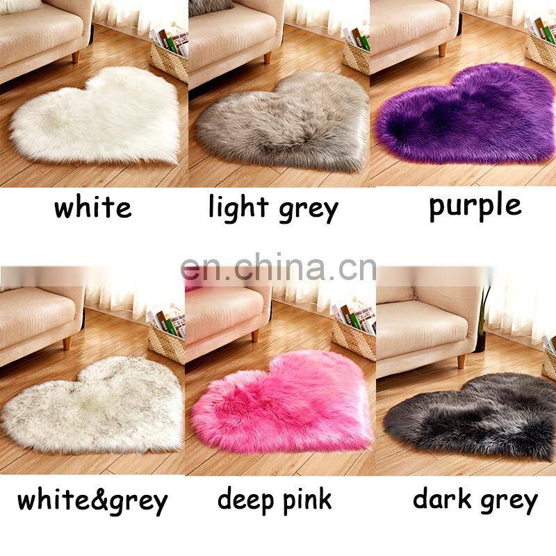 heart shape area carpet faux fur rug