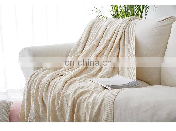 RAWHOUSE hot sale Ivory white Claret Navy blue knitted cotton blanket