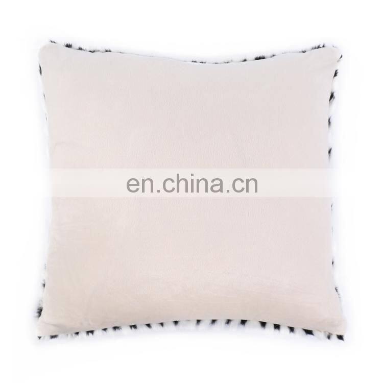 Home decorative cushion faux fur micro plush throw pillow cutting cover geometric figure