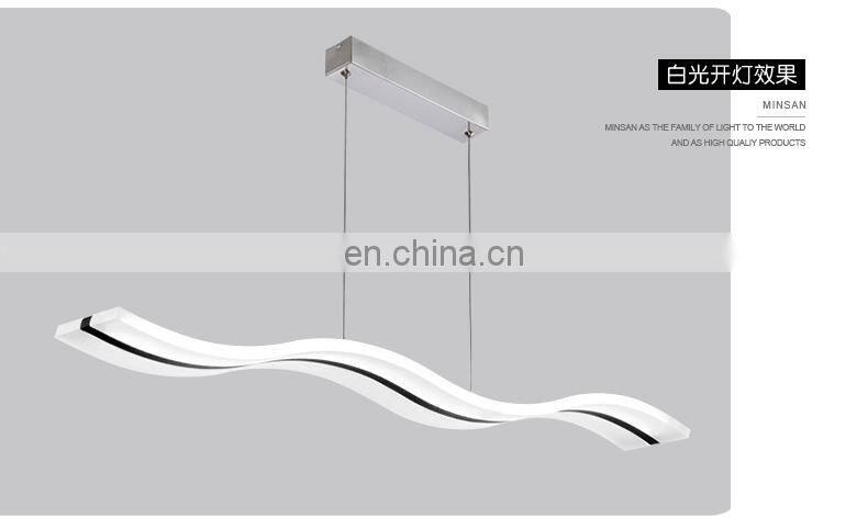 simple bedroom restaurant Acrylic stainless steel modern wave pendant light