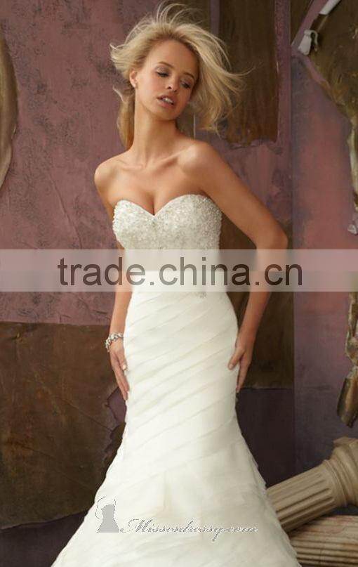 Excellent Sweetheart Neckline Strapless with Beads Bodice and Bow Wedding Dresses Organza Ruffles Skirt