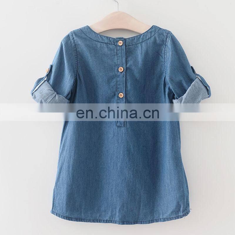 Girls Denim Dress Children Clothing Casual Style Girls Clothes Butterfly Embroidery Dress Kids Clothes