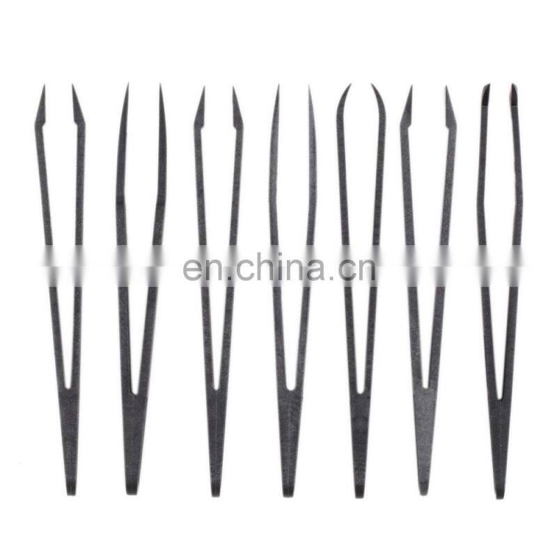 Plastic Heat Resistant Straight Bend Anti-static Tool Tweezer 7pcs