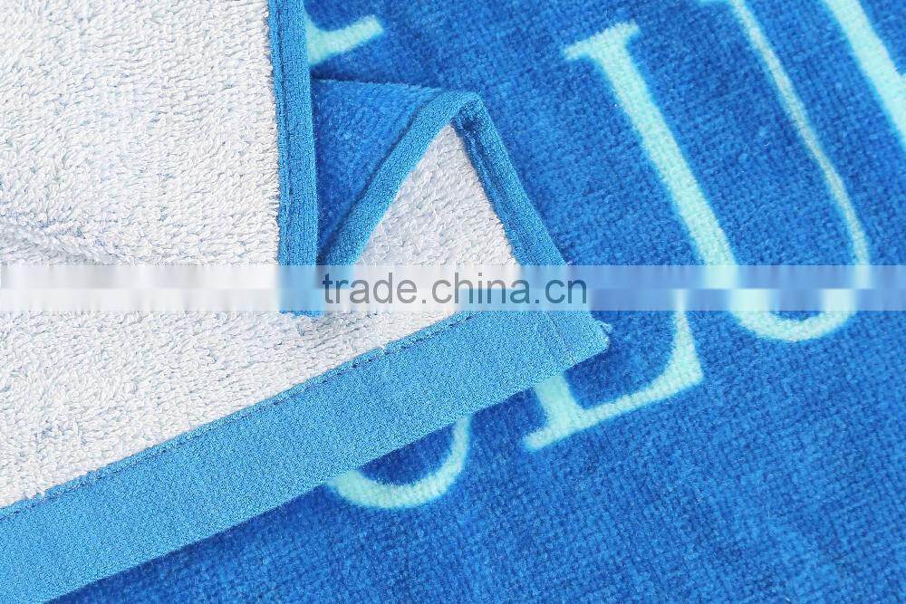 China towel manufactory pure cotton velour reactive printed custom label beach towel