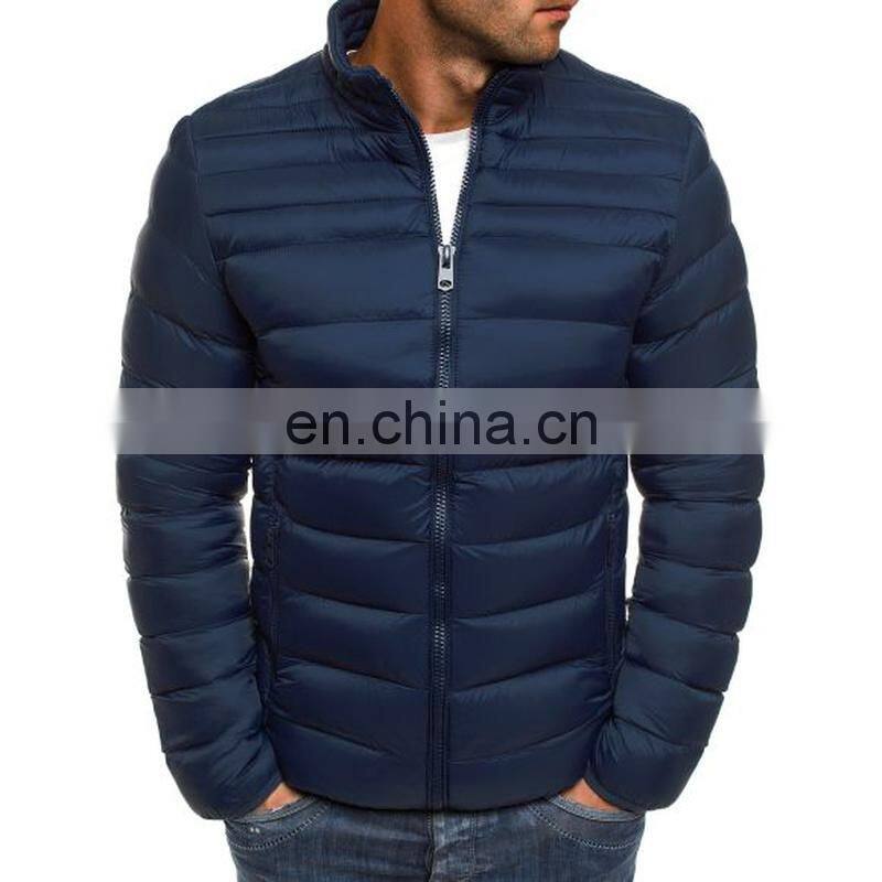 2021 winter new men's pure color simple stand-up collar cotton-padded clothes fashion men's casual cotton-padded clothes
