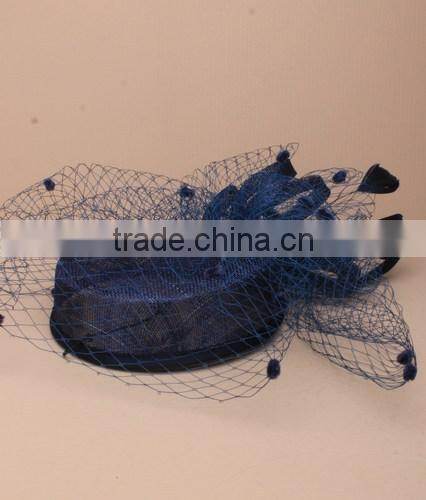 Wholesale Chuch/Races Top Hat,Black Sinamay Base Hat Fascinator With Feather