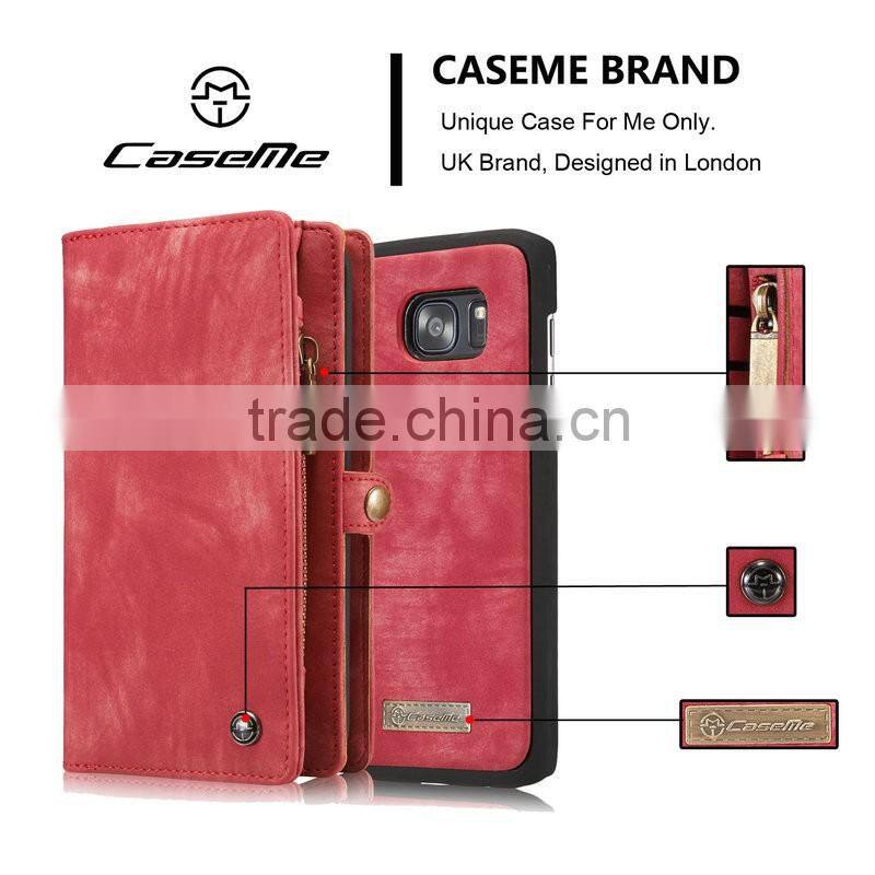 For samsung galaxy s7 edge case, leather case for samsung s7 edge with detacable back cover