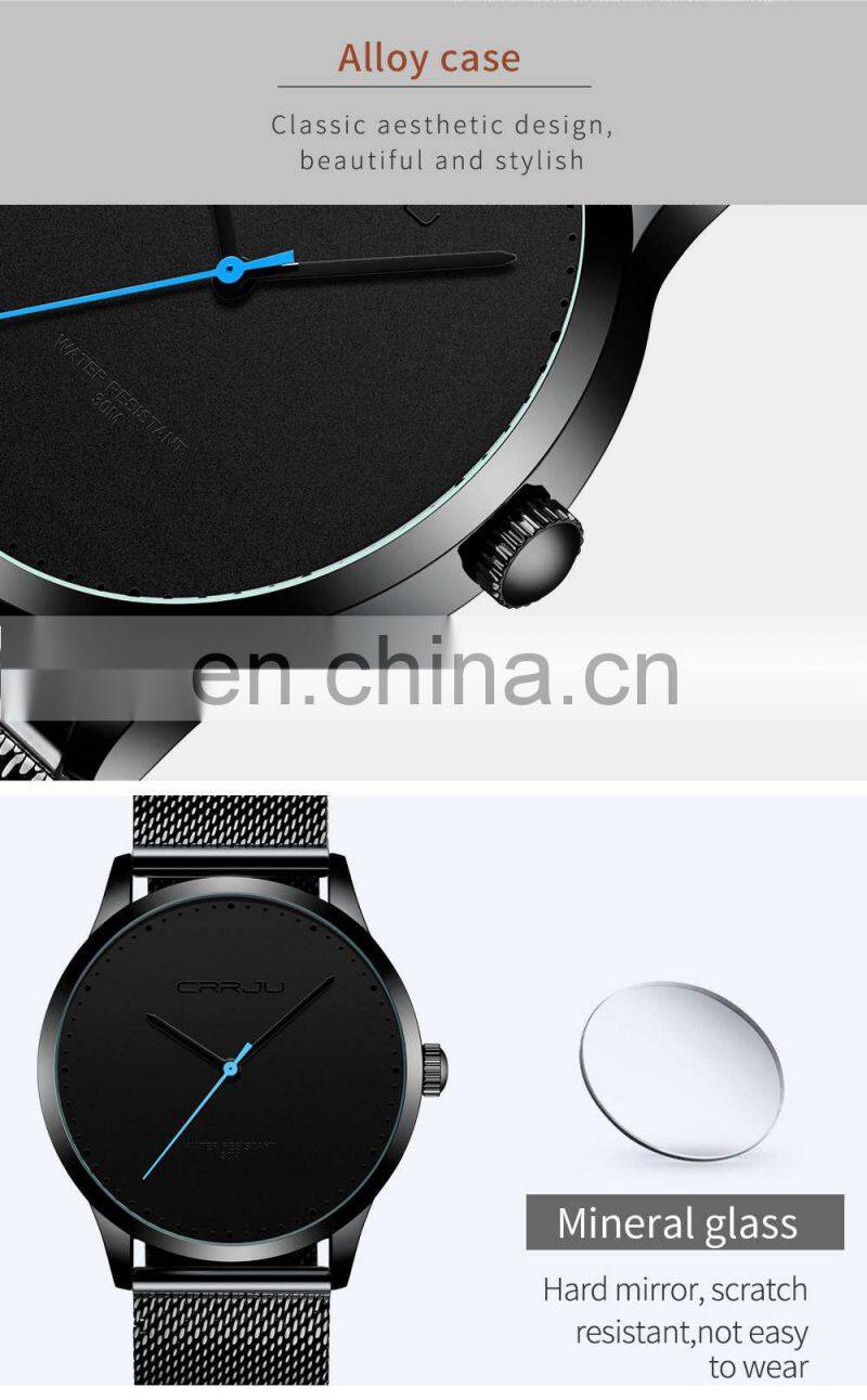 Crrju 2167 New Minimal Men Quartz Watches Stainless Steel Luxury Original Crrju Watch