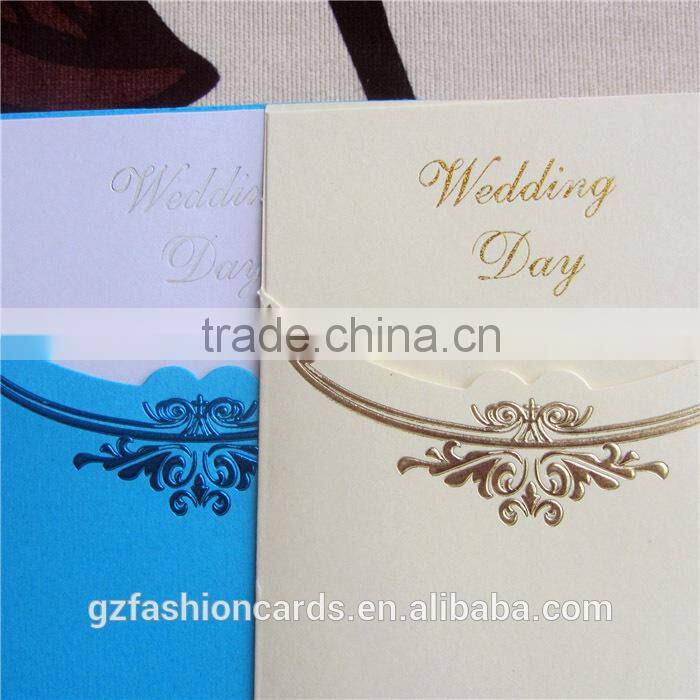 Nice Color Pocket with Envelope Embossed Marriage Invitation Card
